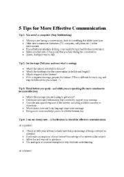 English worksheet: effective communication