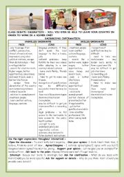 English Worksheet: CONVERSATION-CLASS DEBATE:EMIGRATION -  WILL YOU EVER BE ABLE TO LEAVE YOUR COUNTRY IN ORDER TO WORK IN A RICHER ONE?