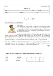 English Worksheet: TEST - 7TH GRADE