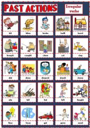 English Worksheet: PAST ACTIONS PICTIONARY - Irregular verbs (1)