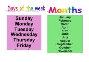 English Worksheet: Days of the week and months