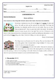 English Worksheet: TEST 7th GRADE