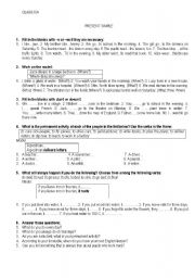 English worksheet: present simple and continuous