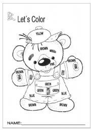 English Worksheet: lets color bear