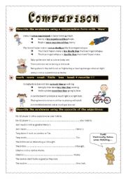 English Worksheet: COMPARISON - rewrite sentences