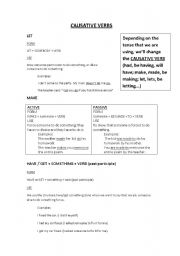 English Worksheet: causative verbs: make (active/passive), let, have/get sth done