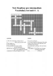 English worksheet: New headway pre-intermediate unit 4 voc test