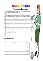 English Worksheet: speaking rubric