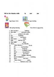 English Worksheet: Fill in the Blanks with is, are ,am