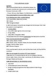 English Worksheet: THE EUROPEAN UNION