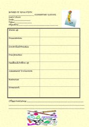 English worksheet: DAILY PLAN FORMAT