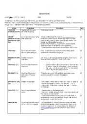 English Worksheet: Basic Lesson Plan Class 1