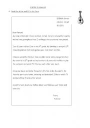 English Worksheet: a letter to a pen pal