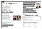 English Worksheet: Song (love the way you lie 2nd part)
