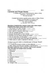 English Worksheet: Common and Proper Nouns