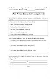 English worksheet: Past Perfect Tense