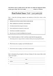 English Worksheet: Past Perfect Tense