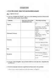 English Worksheet: webquest about the charity 
