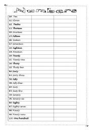 English worksheet: writing numbers