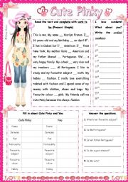 English Worksheet: Cute Pinky