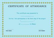 certificate of attandance