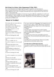 English Worksheet: Bob Dylan and Blowin in the wind