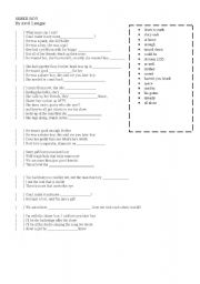 English Worksheet: Avril Lavigne - Sk8er Boy  (Skater Boy)