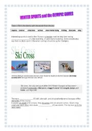 English worksheet: Winter Sports and the Olympic Games