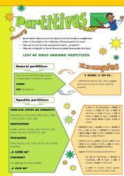 English Worksheet: * * *  Partitives (1) * * * - grammar guide