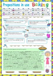 Prepositions in use (3) Baking (Editable with key)