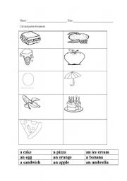 English Worksheet: foods (cut and paste)