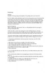 English Worksheet: Paraphrasing