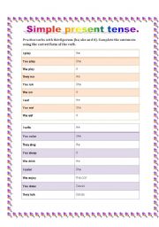 English worksheet: simple present tense 