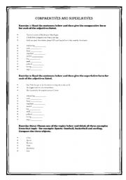 English worksheet: COMPARATIVE AND SUPERLATIVE