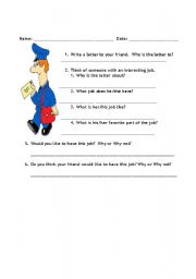 English worksheet: Letter Writing / Talking about Occupations