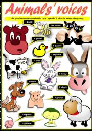 English Worksheet: ANIMAL SOUNDS PICTIONARY