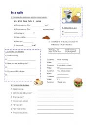 English Worksheet: In the cafe