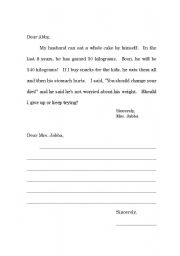 English Worksheet: Dear Abby advice letter writing