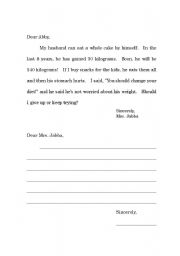 English worksheet: Dear Abby advice letter writing