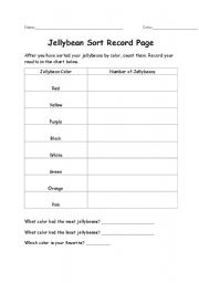 English worksheet: Jellybean Sort Record Page