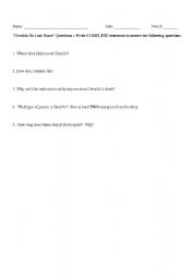 English Worksheet: Geraldo No Last Name - short answer questions
