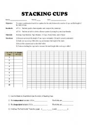 English worksheet: Stacking Cups - Linear Functions