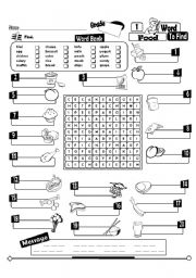 English Worksheet: Word To Find Series_01 Food (Fully Editable + Key)