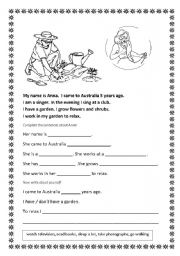 English worksheet: My name is Anna