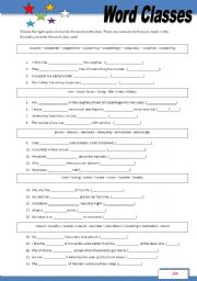 English Worksheet: Word Classes