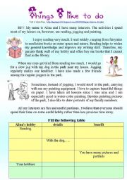 English Worksheet: things i like to do