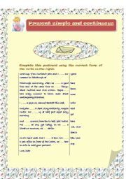 English worksheet: Present simple and continuous