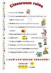 English Worksheet: Classroom rules