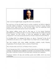 English Worksheet: TAIO CRUZ - skills-based lesson in reading