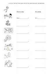 English Worksheet: Present Continuous Practice (3rd person singular)